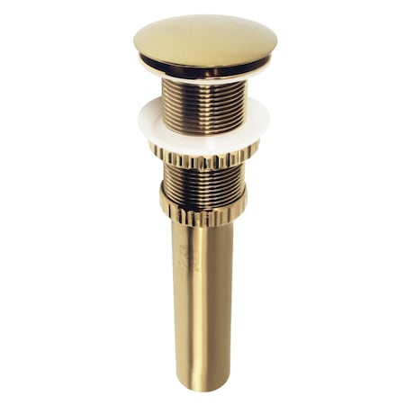 Push PopUp Bathroom Sink Drain Without Overflow, Brushed Brass
